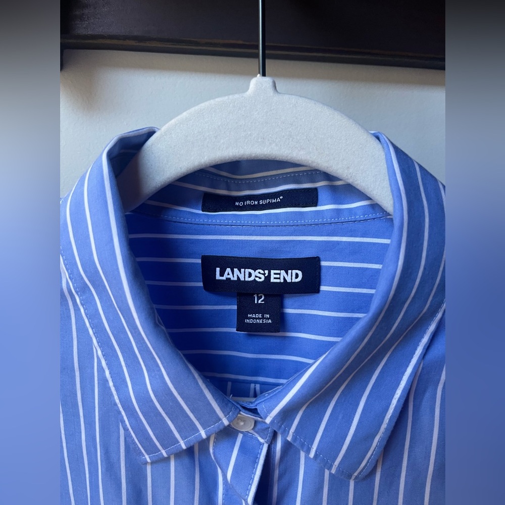 Land’s End Three Quarter Sleeve Supima Cotton Button-down Sz 12
